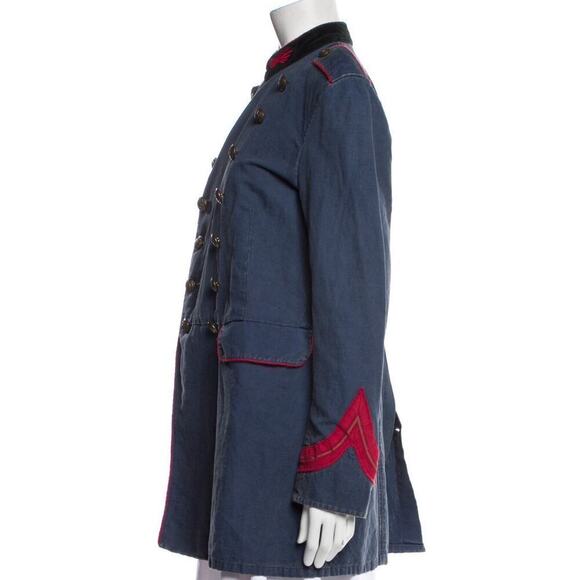 Ralph Lauren RRL Women’s Baudelaire Military Jacket Blue Gold Button Coat 3 M - Picture 3 of 6